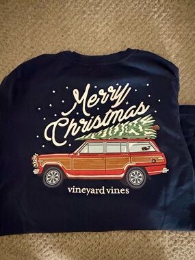 Vineyard Vines Merry Christmas Navy Holiday Tee LIKE NEW!!